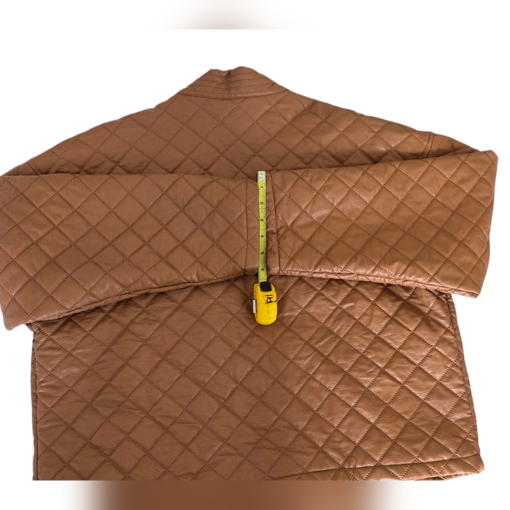 Nasty Gal Tan Quilted Leather Jacket - Picture 11 of 13